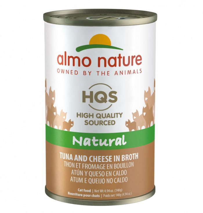 Almo Nature HQS Natural Cat Grain Free Additive Free Tuna with Cheese Canned Cat Food - Image 1