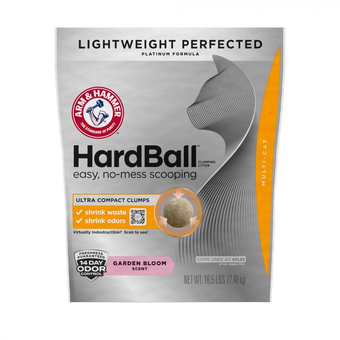 Arm & Hammer Hardball Platinum Clumping Clay Cat Litter - Garden Bloom Scented - Image 1