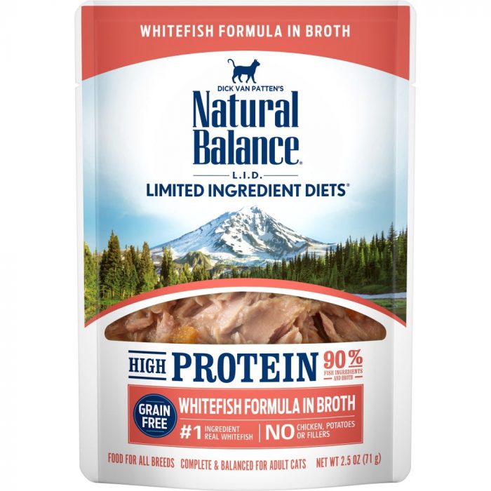 Natural Balance L.I.D. Limited Ingredient Diets High Protein Whitefish in Broth Pouch Wet Cat Food - Image 1