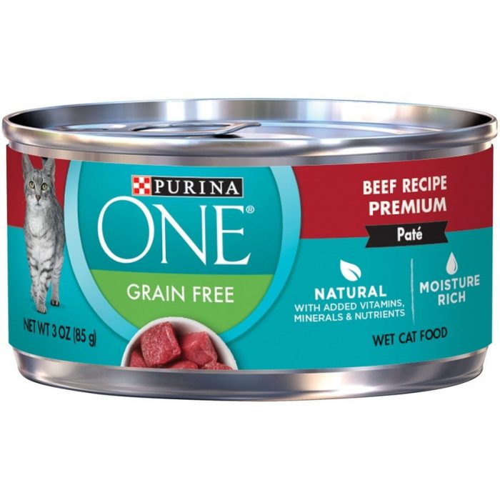 Purina ONE Grain Free Premium Pate Beef Canned Cat Food - Image 1