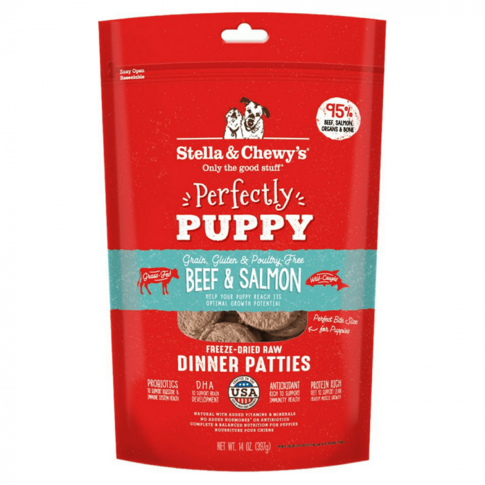 Stella & Chewy's Perfectly Puppy Freeze Dried Raw Beef and Salmon Dinner Patties Grain Free Dog Food - Image 1
