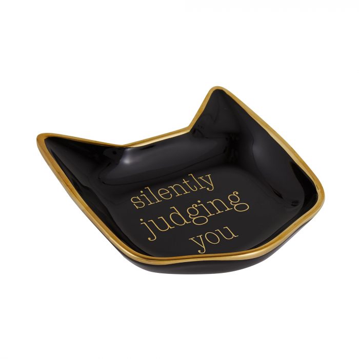 Whisker City® Silently Judging You Non-Skid Ceramic Cat Saucer, 0.5-cup - Image 1