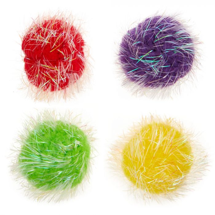 Whisker City® Tinsel Balls Cat Toys - 4 Pack (COLOR VARIES) - Image 1